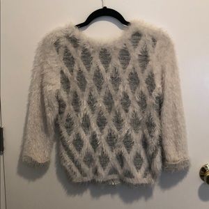NIC+ZOE fuzzy 3/4 sleeved SWEATER